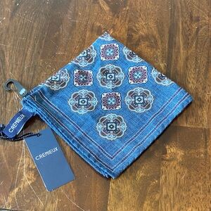 Daniel Cremieux Navy and White Patterned Wool Pocket Square